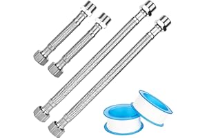 YHNDECO 4 Stück Panzerschlauch 3/8 zoll, 20cm/10cm Flexschlauch, 304 Edelstahl Umflechtung Verlängerung, für Wasserhahn Mischbatterie