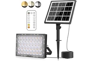 CLY Solarny reflektor zewnętrzny z pilotem 30W 2600LM Solarny reflektor punktowy 2700K 4000K 6000K 2 lampy słoneczne o jasności do użytku na zewnątrz 5000mAh Solarna lampa zewnętrzna IP66