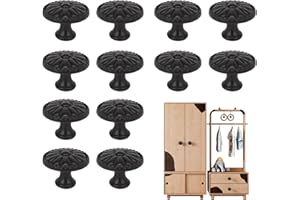 TYVOM 12 Pcs Black Drawer Knobs 30mm Black Knobs for Kitchen Door Cabinet Cupboard Drawer Wardrobe Shoe Cabinet Chest Bookcase in Home School Office Living Room Kitchen Bedroom Bathroor
