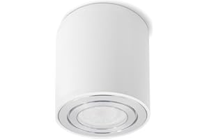‎SSC-LUXON SSC-LUXon CELI-3W Aufbaustrahler LED Bad IP44 in weiß - inkl. wechselbarem LED GU10 6W warmweiß - runde Badezimmer Deckenlampe