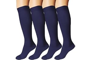 DDOBB 4 paia di calze a compressione da uomo e da donna, calze a compressione, calze da viaggio, per volo, sport, running, ciclismo