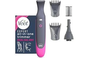 Veet Expert Electric All-in-one Trimmer, Women Hair Removal Device Bikini, Face & Eyebrows Multi-Use, USB Charging & Accessories Rechargeable, 100percent Waterproof, Designed for Wet & Dry Use