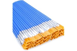 Anezus - 50 pinceles planos para retocar, pinceles pequeños para pintura acrílica, acuarela, lienzo, pintura facial