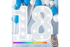 ROMULI Light Up Numbers, 34 Colors Marquee Number Lights Sign Color Changing for 18th Birthday Party Decorations Girls Gifts Bedroom Decor Number 18