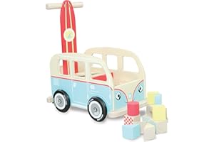 Indigo Jamm Colin Walkervan Activity Baby Walker with shape sorter & wooden blocks Classic Campervan Design for Children Aged 12 Months Plus