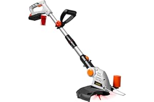 VonHaus Cordless Grass Trimmer – Electric Lawn Trimmer/Edger for Flower Beds & Lawns – 20V Battery, Extendable Telescopic Handle, 12x Blades, Rotating/Swivel Head, Flower Guard – 2 Year Warranty