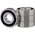 XIKE 6204-2RS Sealed Ball Bearings 20x47x14mm Chrome Steel and Pre-lubricated 6204RS Deep Groove Ball Bearing with Double Rubber Seals, Pack of 4.