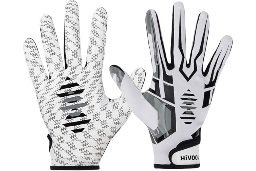 Hivool American Football Receiver Gloves - Ultra-Stick Tight Sports Glove, Breathable Non-Slip Silicone Grip, Enhanced Performance for Youth & Adult