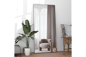 NEUWEABY Full Length Mirror 165x60 cm Floor Mirror Large Black Body Mirrors Rectangle for Bedroom Living Room Standing Hanging or Leaning Against Wall Aluminum Alloy Frame