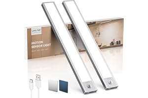 ‎LROLTEF Schrankbeleuchtung Led Lampe mit Bewegungsmelder - 30cm 2200mAh Unterbauleuchte Küche Licht Aufladbar mit USB & Sensor - Treppenlicht Schranklicht Vitrinenbeleuchtung Magnetische Dimmbar | 2 Stück