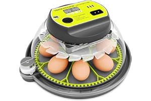 TRIOCOTTAGE Brutautomat Inkubator für 8 Eier Mit Automatischem Wenden der Eier,Wasserversorgung und Temperaturkontrolle,Bruteier Brutmaschine Hühner,Wachtel, Mit Schierlampe für Befruchteter Eier.