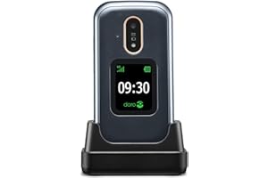Doro 7080 Handy 4G Dual SIM mit Klappdeckel für Senioren mit Notrufknopf, GPS, Facebook, Whatsapp für Videoanrufe und Sockel inkl. Ladegerät