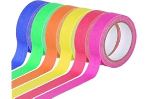 XUIIOSOOKP 6 Rolls Glow in The Dark Tapes, 5m/16 ft Luminous Neon Fluorescent UV Tapes, Glow in The Dark Self-Adhesive Tape Stickers Warning Tape for Party Stage Supplies Decorations