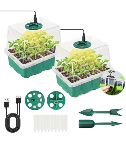 Jujey 4 stuks Mini-broeikas en uitrusting voor aanplant, kweekbak, kamerbroeikas met deksel en ventilatie, kweekset ideaal voor plantengroei en zaadkieming Jujey 4 stuks Mini-broeikas en uitrusting voor aanplant, kweekbak, kamerbroeikas met deksel en ventilatie, kweekset ideaal voor plantengroei en zaadkieming