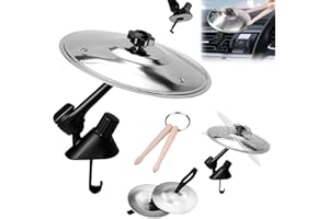 ARONRAVE Car Cymbals Batería de coche Crash Platillo Auto Tambor Ventilación Mini Platillo Batería Diseño de Coche Giratorio para los amantes de la música Todo tipo de vehículos (Plata)