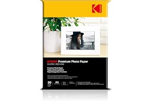 Kodak 200 GSM A4 Glossy Photo Paper Water Resistant, Pack of 20 sheets, Compatible with all Inkjet Printers