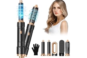 ZIXONCEN Hair Styler 5 in 1, Magic Styler, 1000W Hair Dryer Brush for Hair Styling, Hot Air Brush with Auto Wrap Air Curler Wand, Hair Straightener Brush, Round Brush Hair Dryer for Volumise, Curls, Style