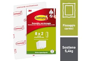 Command Medium bild hängande remsor, värdepaket – 8 par (16 remsor) självhäftande remsor, vit – för bilder, ramar, speglar, väggdekor – skadefri upphängning
