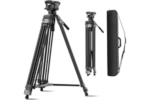 Trépied vidéo Robuste SIRUI avec tête Fluide – Construction Durable en Alliage d'aluminium, Hauteur réglable pour Un Enregistrement vidéo Fluide, Support Stable 22,0 LB (AVT-02)