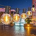 GPATIO 30FT Garden Lights Mains Powered, 15+1 Pcs Warm White Plastic Light Bulbs, G40 Outdoor String Lights Waterproof for Garden Party, Wedding, Holiday Decoration etc.
