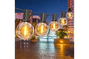 GPATIO Guirlande Guinguette Extérieur G40, 18M/ 60FT Guirlande Lumineuse Exterieure avec E12 30+1 LED Ampoules IP45 Imperméable, Blanc Chaud Chaîne Lumiere Exterieur pour Patio Fête Mariage