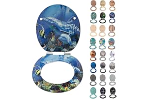 SINOBATH Abattant WC, noyau en bois MDF, robuste, avec système d'abaissement automatique, montage facile, couvercle de WC