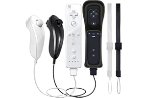 GOUYESHO Nue Télécommande de remplacement pour Wii/Wii U Controller with Nunchuck avec Motion Plus, remplacement pour console Wii/Wii U, 2 Pack(Noir et Blanc)