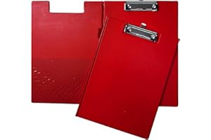 Janrax Red Foldover Clipboard – A4 Folding Clipboard with Front Cover, Inside Pocket & Hanging Hook