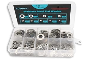 KUBOWAI Lot de 600 Rondelles en Acier Inoxydable, Rondelle de Blocage, Combinaison de Rondelles Plates, avec Boîte D'assortiment, M2, M2.5, M3, M4, M5, M6, M8, M10, M12 (9 Tailles)