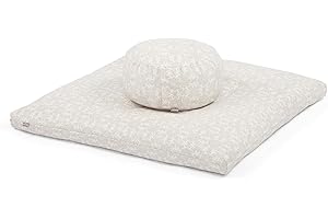 Bodhi Medi Juego de Maharaja Collection, Zafu o Rondo con Zabuton colchoneta de meditación, RONDO MADURAI, ecru