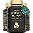 Digestive Enzyme Supplements with Betaine HCL - 7 Digestive Enzymes for Gut Health & Support with Lactase, Bromelain, Lipase & Peppermint Oil - 30 Capsules - Gentle & Fast Acting Tablets - UK Made