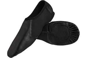 SHADOW DANCE UK - Slip On Black Jazz Shoes Girls - Unisex Modern Stage Leather Jazz Dance Shoes with Strong Elastic Slip On - Rubber & Suede Split Sole - Ideal for Kids & Adults