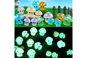 CLDURHGE Leuchtende Mini Harzpilze, 14 Stück Verschiedene Feengarten-Accessoires Figur Waldgeister mit leuchten im Dunkeln Baumelelfen Anime Deko Kodama Garten Dekoration Gartenarbeit, Topfdekoration