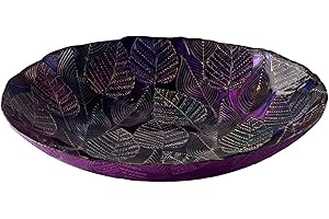 Anton Studio Designs - Decorative Bowl - Large Table Decoration Bowl - Diameter: 40cm - Decorative Glass Bowl for Home Decor - Autumnal Amethyst