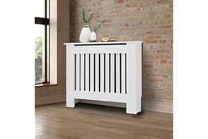 ECD Germany Cubierta del Radiador 78x19x82 cm Madera MDF Blanco Lacado con Revestimiento Protector Moderno