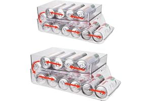 YAJIAYA 2Pack Double Layer Foldable Fridge Can Organizer 2 Tier Automatic Rolling Can Dispenser for Fridge Kitchen Refrigerator Storage