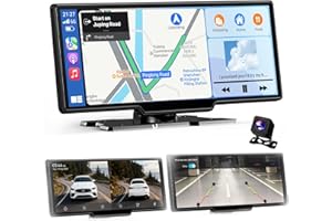 ALPINETECH 11 Zoll für Apple Carplay Display & Android Auto Display: Car Play Display mit GPS Navigation 4K Dashcam Rückfahrkamera Bluetooth Siri Sprachsteuerung IPS Touchscreen Mirror Link AUX FM 64G TF