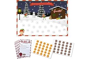 PICK A LANE Christmas Elf Naughty and Nice Countdown Chart set - Including 1 x Elf Countdown Wall Chart, 25 x Elf Daily Report Cards, 25 x Nice Elf Stickers and 25 Naughty Elf Stickers