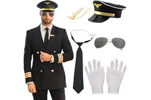 LaVenty costume de pilote capitaine de compagnie aérienne costume de pilote dress up accessoires casquette de capitaine chauffeur casquette