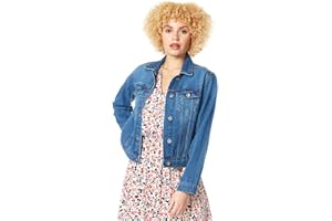 Roman Originals Jean Denim Jacket For Women UK - Ladies 100% Cotton Summer Casual Stretch Crop Smart Utility Trucker Biker Fitted Vintage Light Wash Faded Classic Jeans Work
