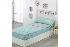 DHESTIA HOME - Saco Nórdico con Cremallera Edredón Ajustable Cama Infantil Estrellas Stars Color Agua Talla Cama 90