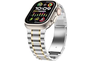 Dolstrap Stainless Steel Straps Compatible with Apple Watch Strap 49/46(S11/10)/45/44/42mm, Men/Women Metal Replacement Band Compatible for iWatch Ultra 3/2/1 SE3-1 Series 11 10 9 8 7 6-1, Silver Gold