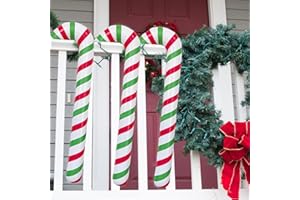 WINWILD 3 Piezas de 87 cm Inflable bastón de Caramelo de Navidad Decoración, Gran Grinch Decoración de Navidad al Aire Libre Puerta Principal bastón de Caramelo de Navidad Ornamento del árbol (Rojo-Verde)