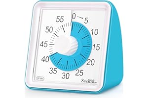 SECURA BRANDS Secura 60 Minute Essential Visual Timer for Kids, Countdown Clock Timer for Special Education, Classroom, School, Desk, Home, Office, Silent Non-Ticking Time Management Tool (Blue & Blue)