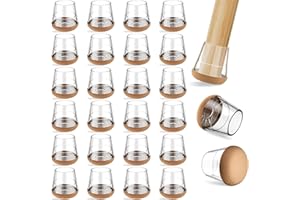 yomanta Protector Patas Sillas Silicona 24PCS，Protector Sillas Patas con Almohadillas de Fieltro,Eliminan el Ruido y los Arañazos，Circular - Extra Pequeño Transparente