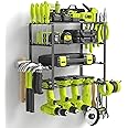 WELDUN Power Tool Organizer, 4 Drill Holder Wall Mount, Garage Tool Organizer and Storage with Screwdriver Holder, Garage Organization, 4 Layer Cordless Drill Holder with Hammer Holder