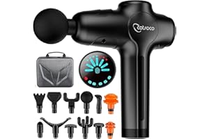 SHOOCOO Handheld Muscle Massage Gun Deep Tissue, Percussion Back Massager Gun for Athletes,Quiet Hand Massagers with LCD Touch Screen 12 Massage Heads,Christmas Birthday Gifts for Men