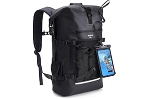 ECOHUB Waterproof Backpack for Women Men, 30L Roll-Top Closure Heavy Duty Dry Bag for Travel Kayaking Boating Hiking Floating with IPX8 Phone Case