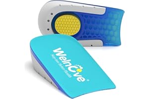 Almohadilla de talón para aliviar el dolor, Welnove Plantilla para Tendinitis de talón, Fascitis plantar, Mujeres 40-43, Hombres 39-42,5, 1 pulgadas de altura, 1 doble