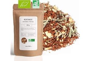 MES THÉS Rooibos Bio Gingembre Citron - 100g (40 tasses) - Thé en vrac 100% Agriculture Biologique - Mes-Thés